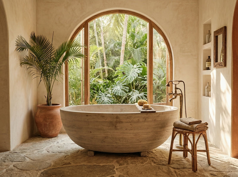 Sandblasted Travertine Bathtub