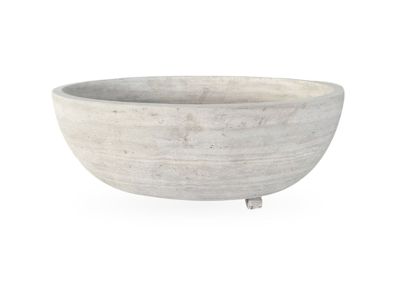 Sandblasted Travertine Bathtub, hand-carved from a single block of travertine