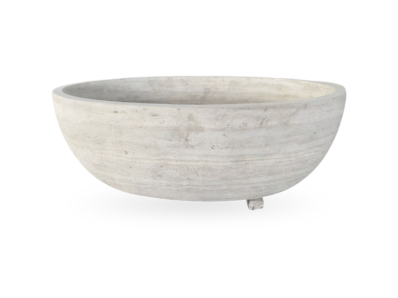 Sandblasted Travertine Bathtub, hand-carved from a single block of travertine