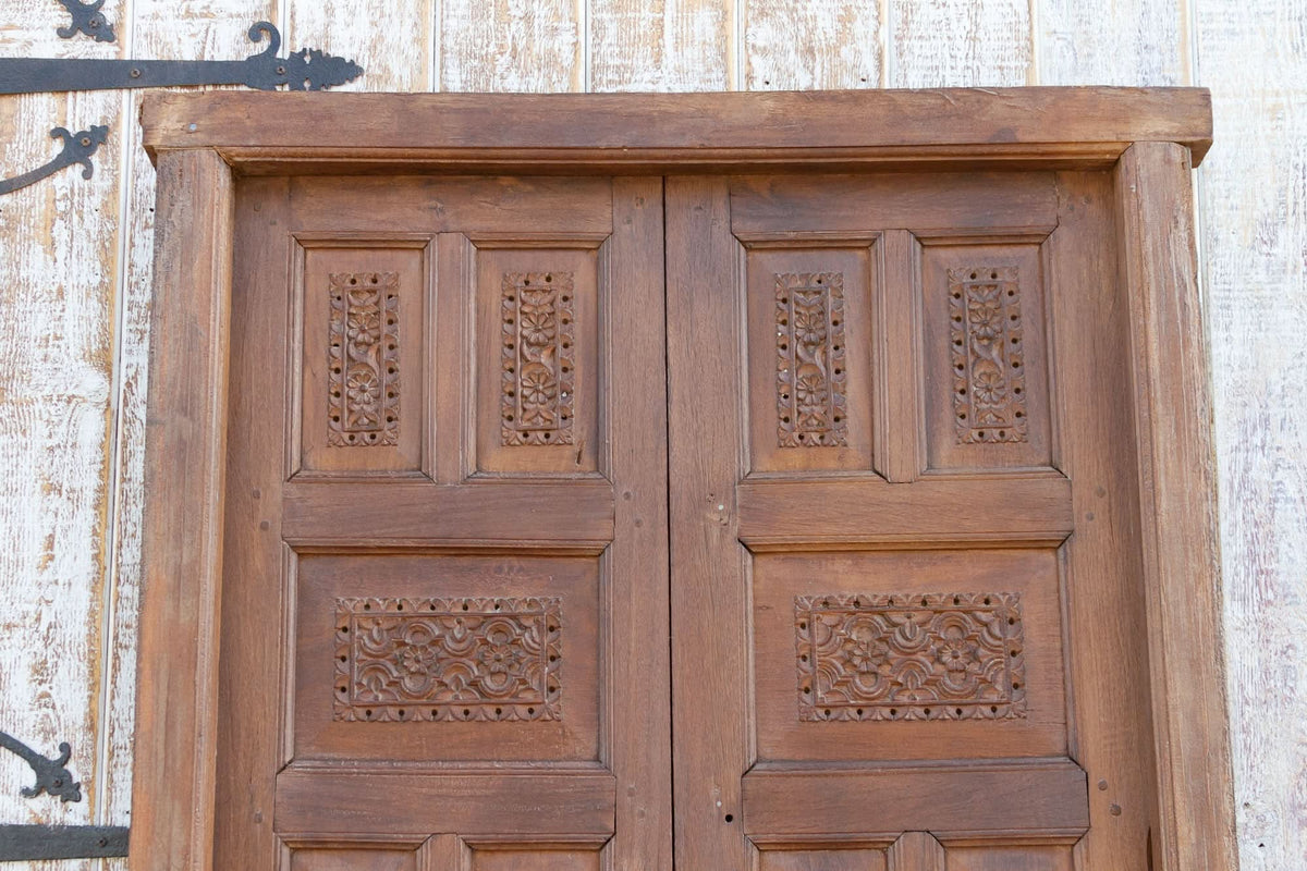 19th Century Carved Medallion Floral Doors - Cultheir