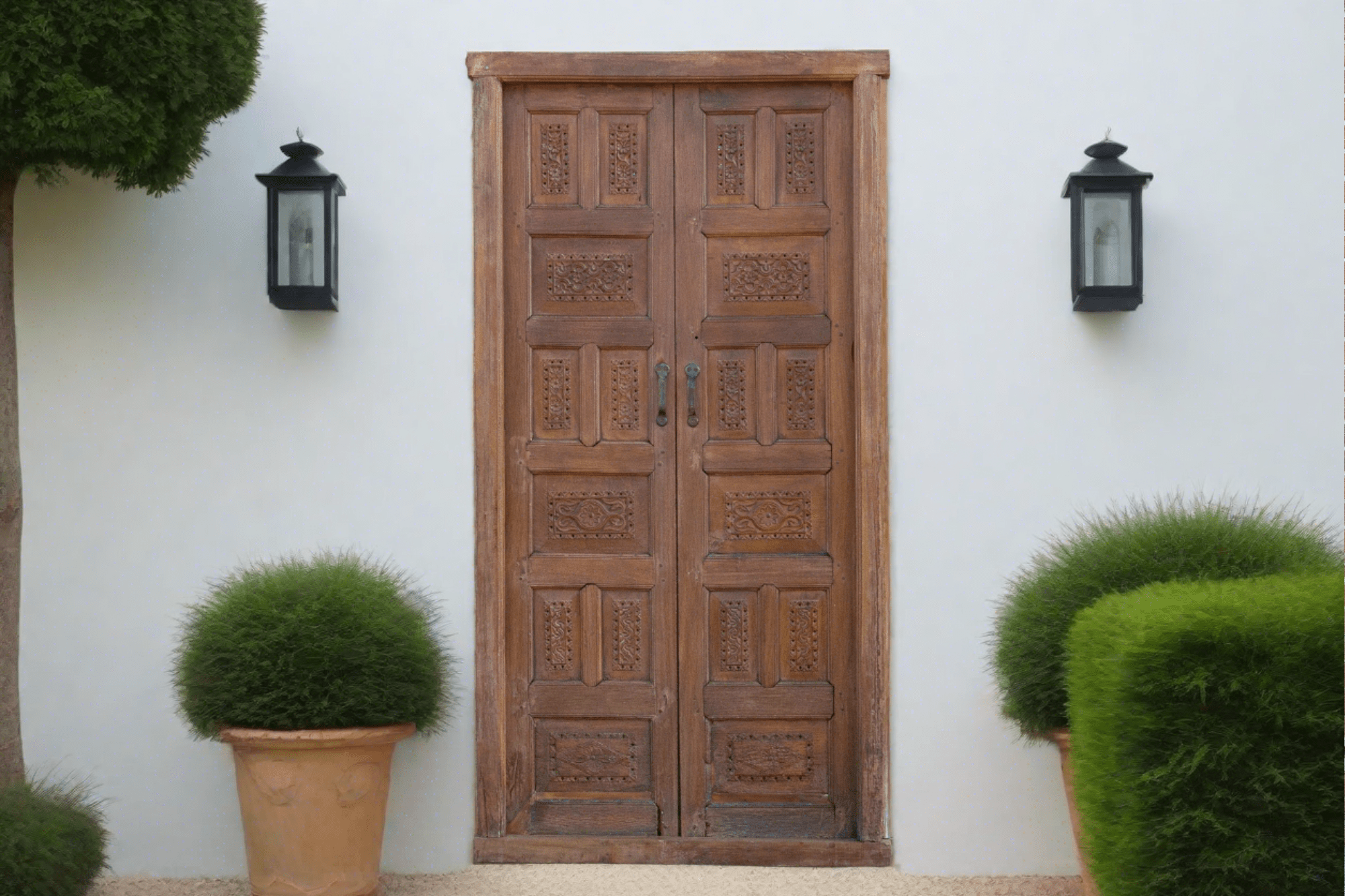 19th Century Carved Medallion Floral Doors - Cultheir