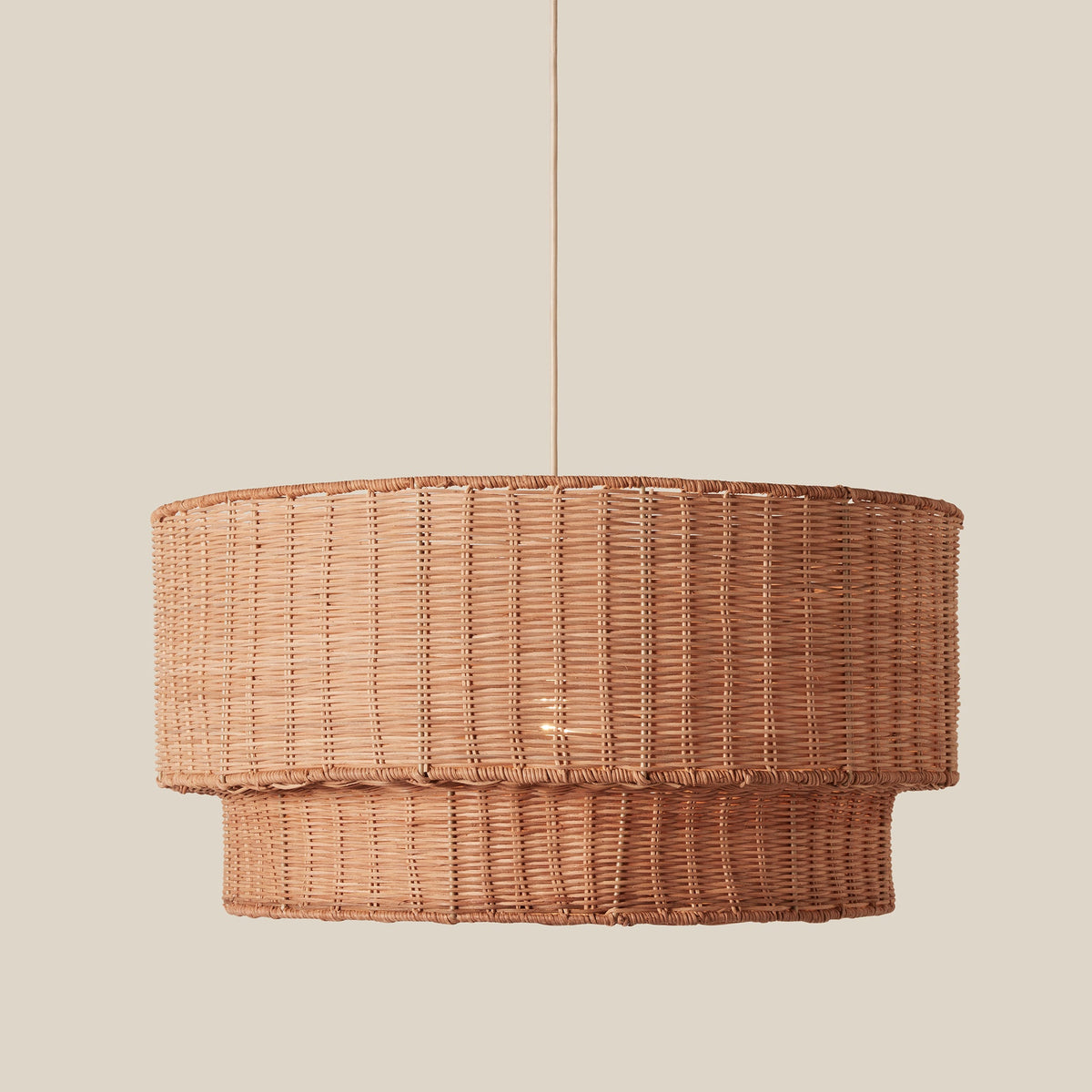 Cocktail Two-Tier Wicker Pendant - close-up