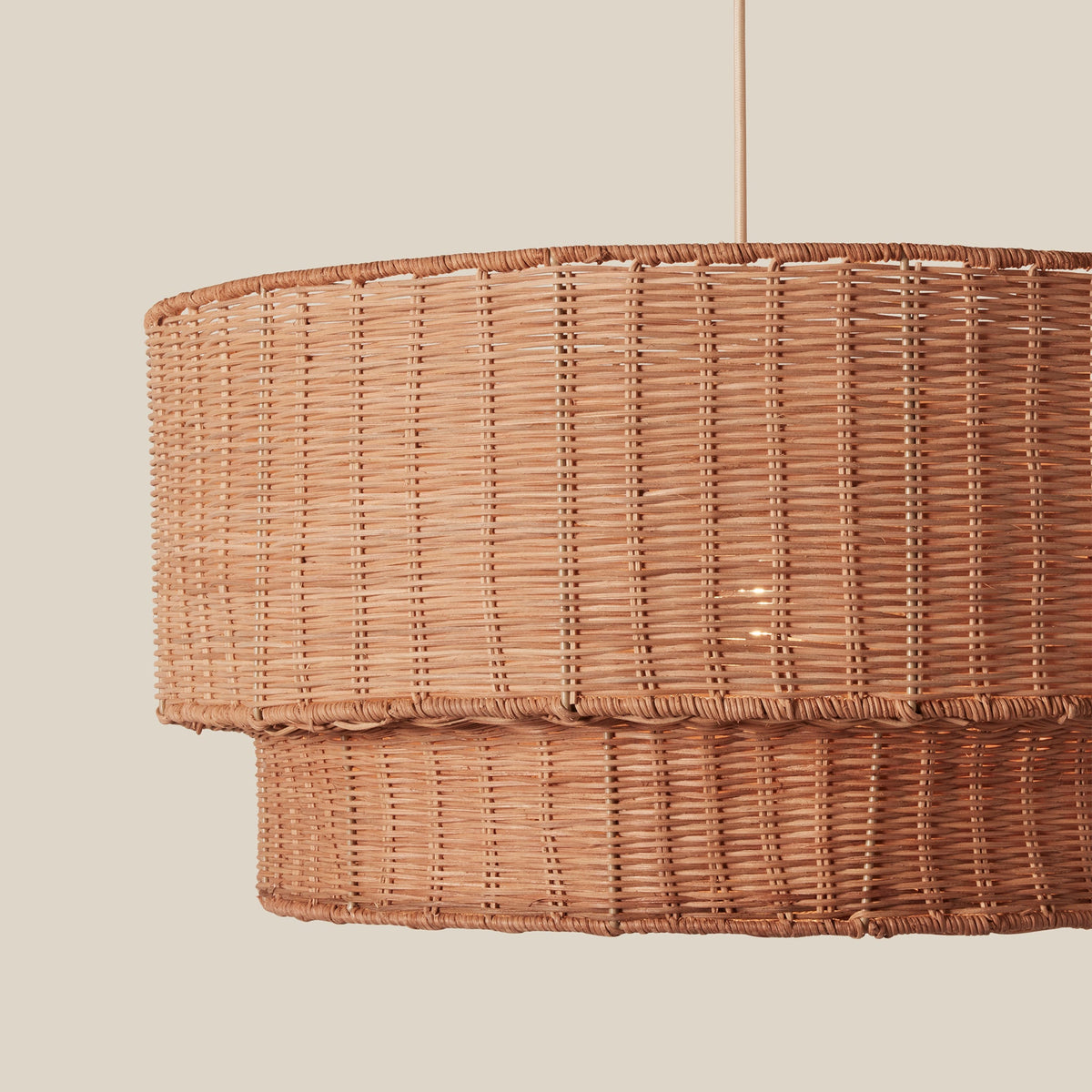 Cocktail Two-Tier Wicker Pendant - side view