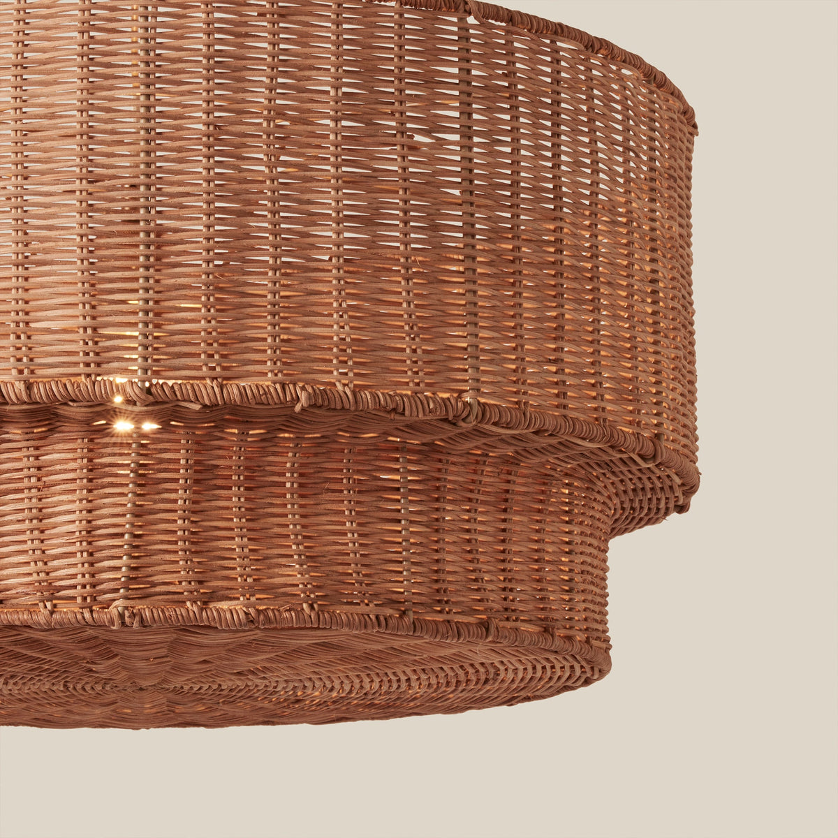 Cocktail Two-Tier Wicker Pendant - lifestyle in interior setting
