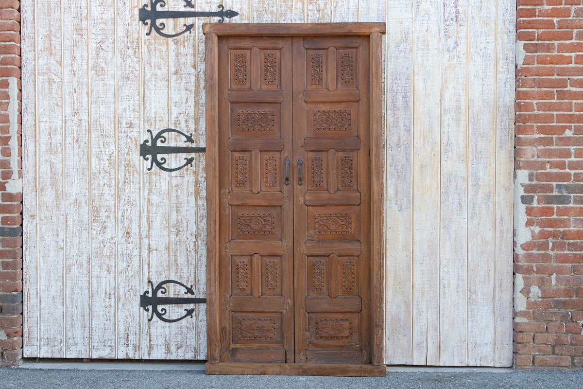 19th Century Carved Medallion Floral Doors