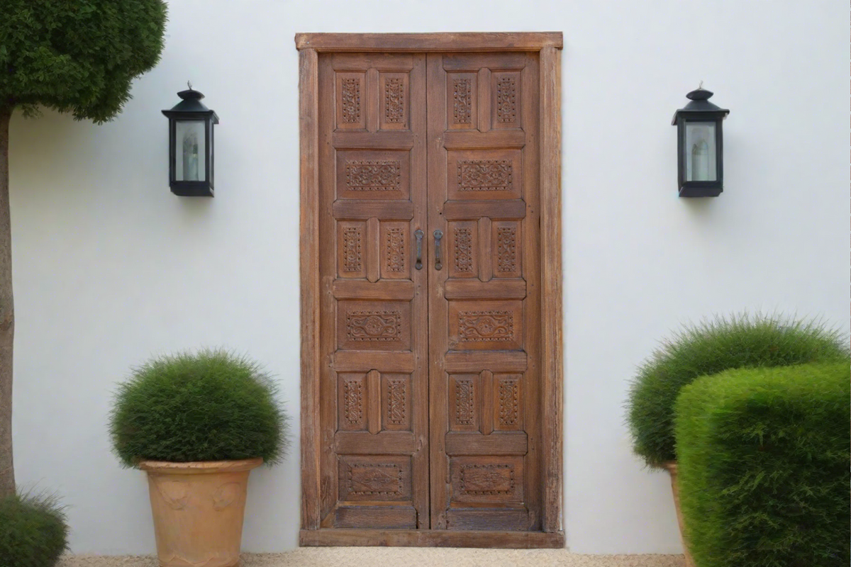 19th Century Carved Medallion Floral Doors