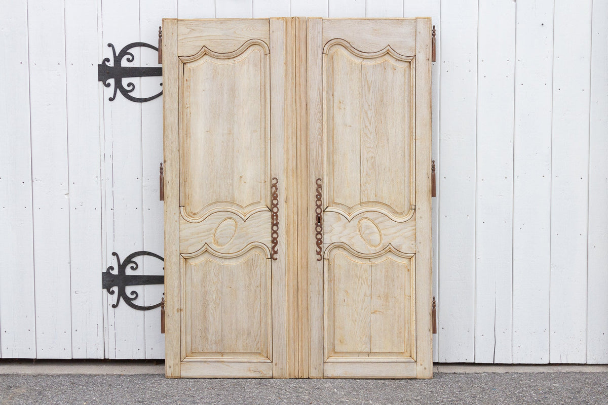 Pair of Antique Bleached Oak French Doors