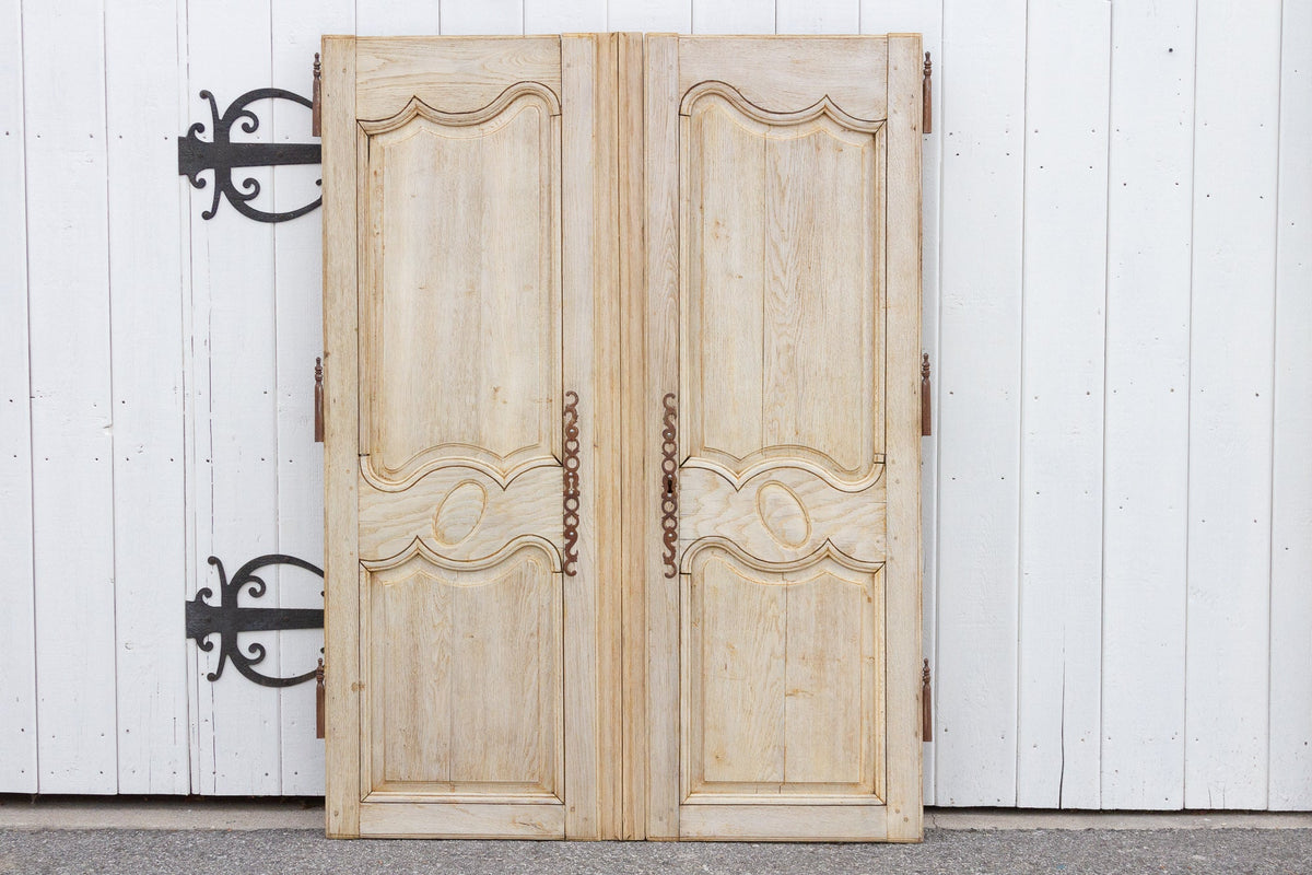 Pair of Antique Bleached Oak French Doors