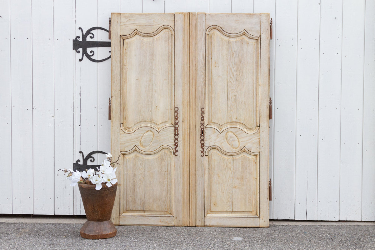 Pair of Antique Bleached Oak French Doors