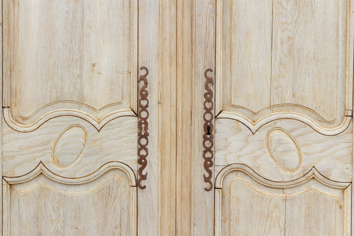 Pair of Antique Bleached Oak French Doors