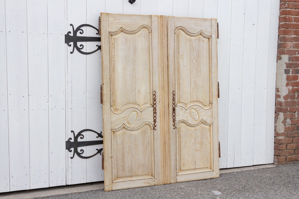 Pair of Antique Bleached Oak French Doors