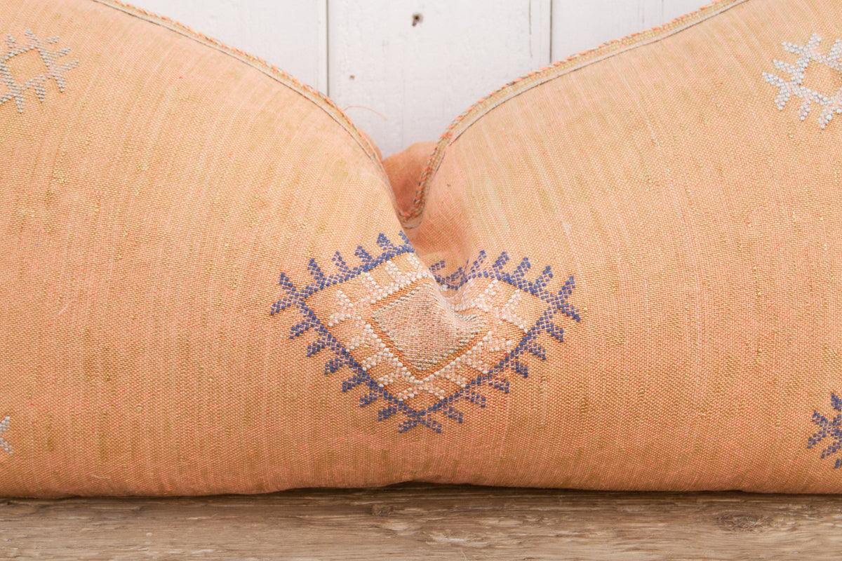 Amber Long Lumbar Moroccan Silk Rug Pillow