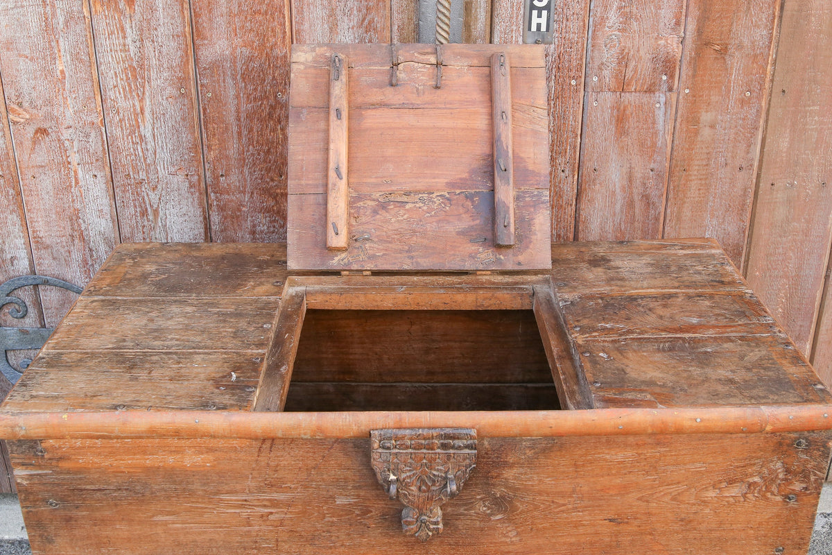 Antique Indian Teak Dowry Trunk