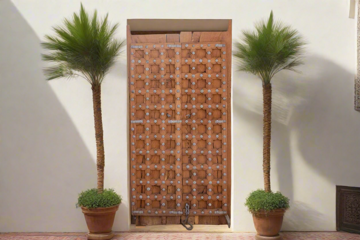 Early 19th Moorish Star Teak Door