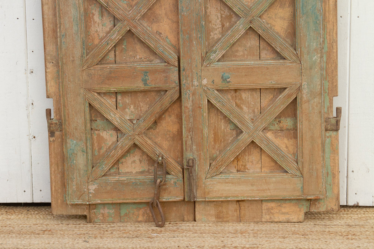 Antique Painted Rajasthani Teak Doors