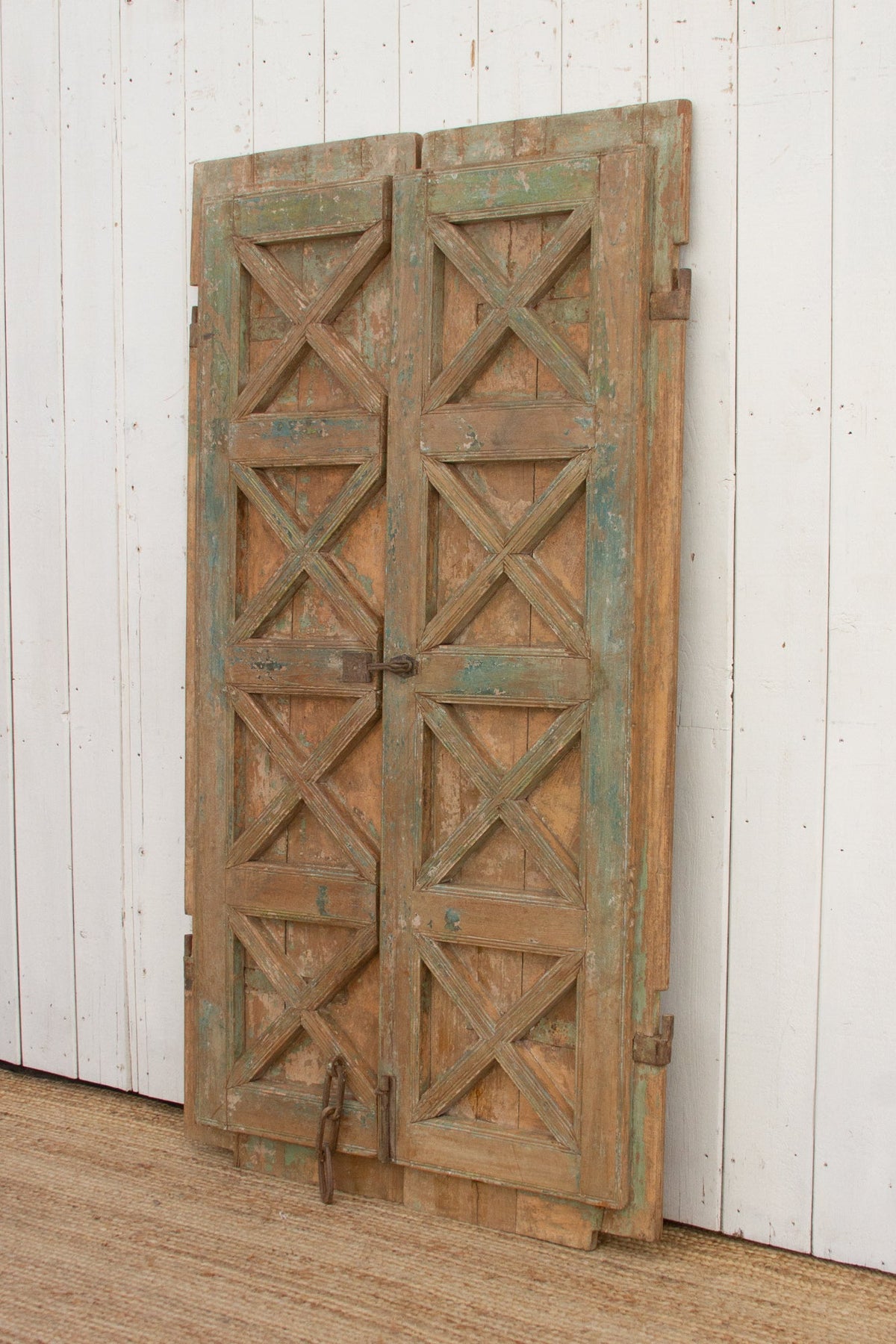 Antique Painted Rajasthani Teak Doors