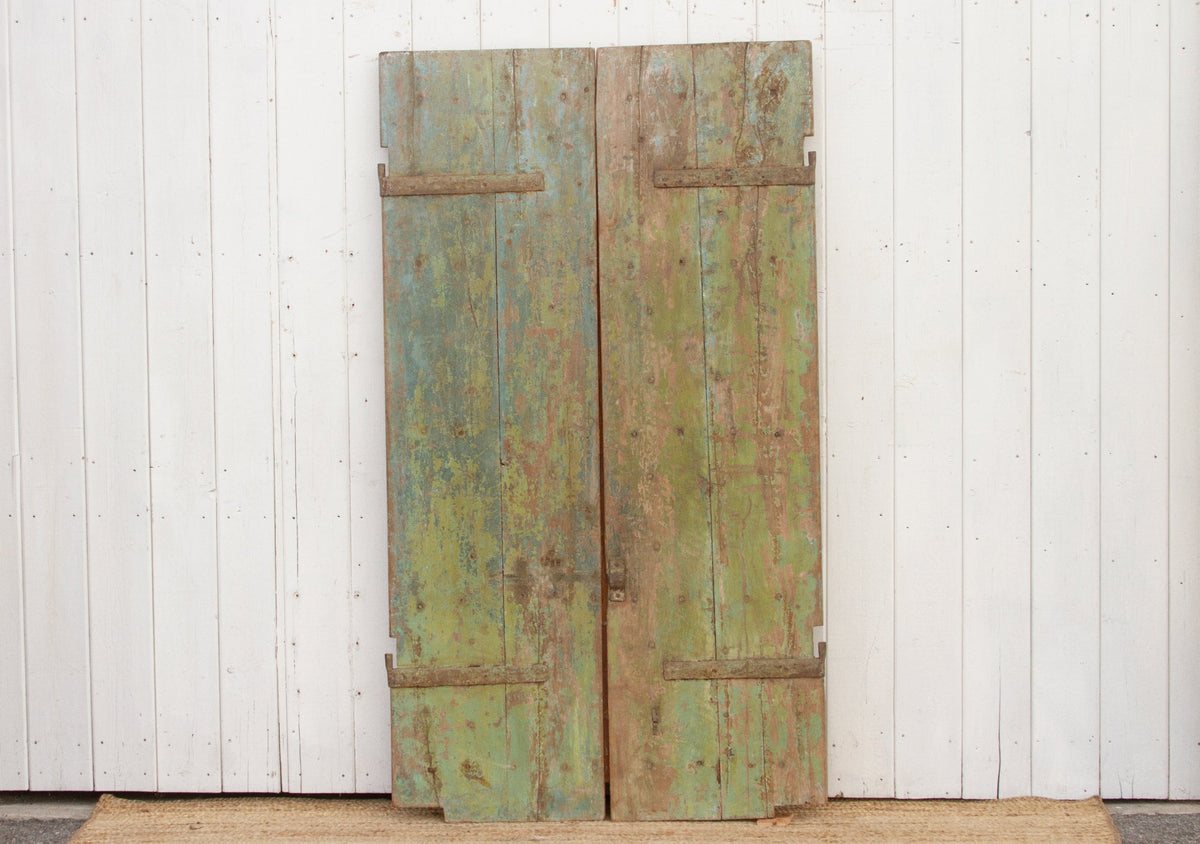 Antique Painted Rajasthani Teak Doors