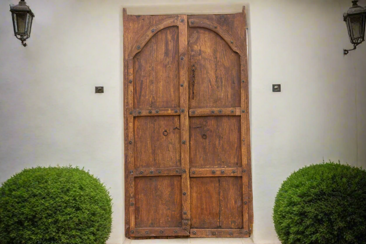 19th Century Indian Moorish Pair of Teak Doors