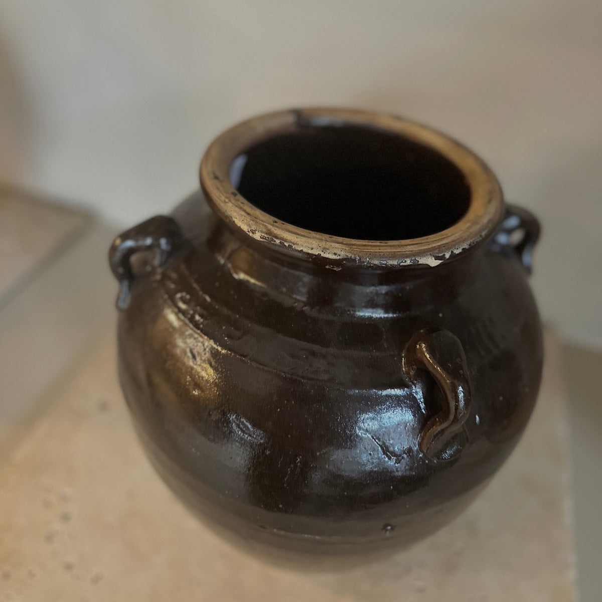 Glazed Four Handle Pot