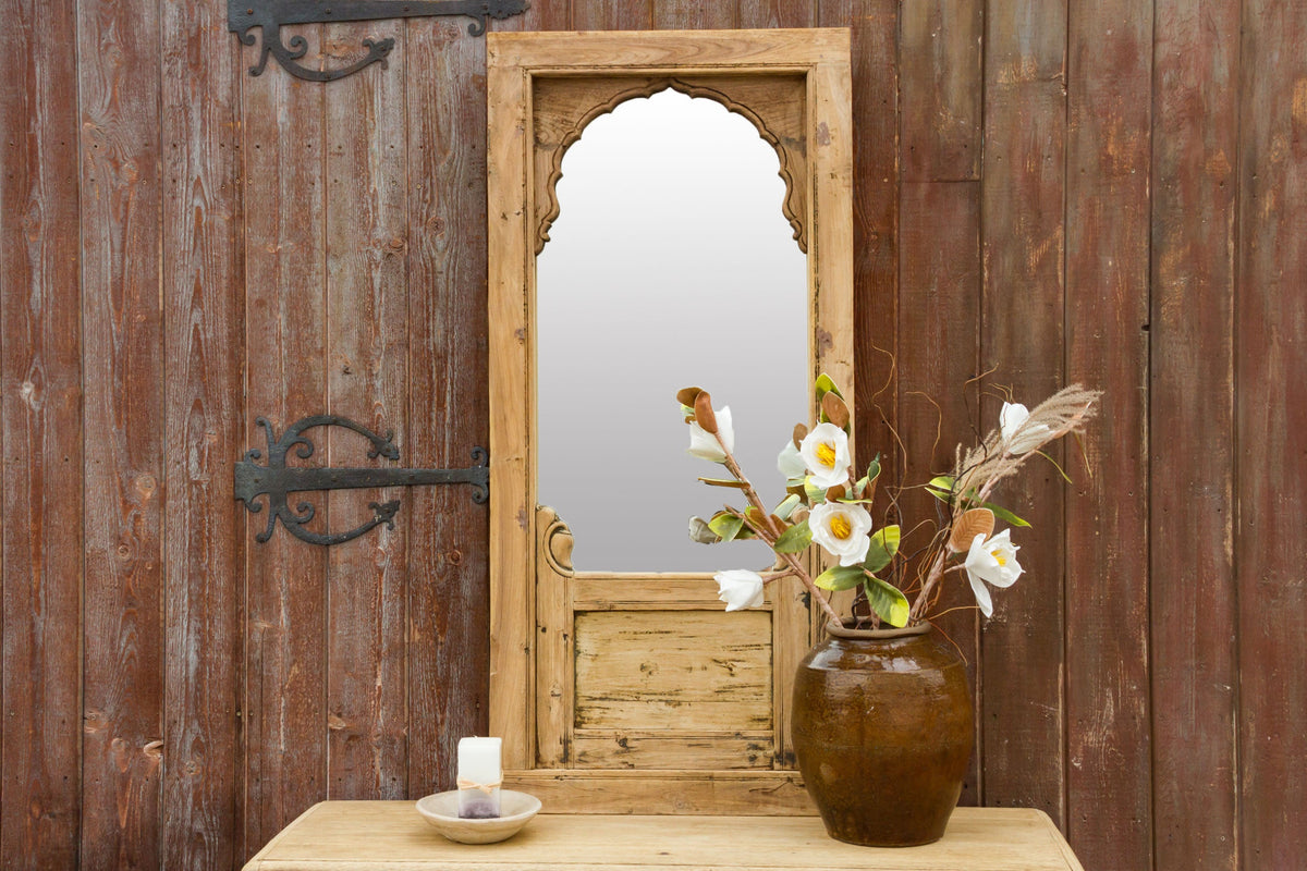 19th Century Bleached Mandwa Arch Mirror