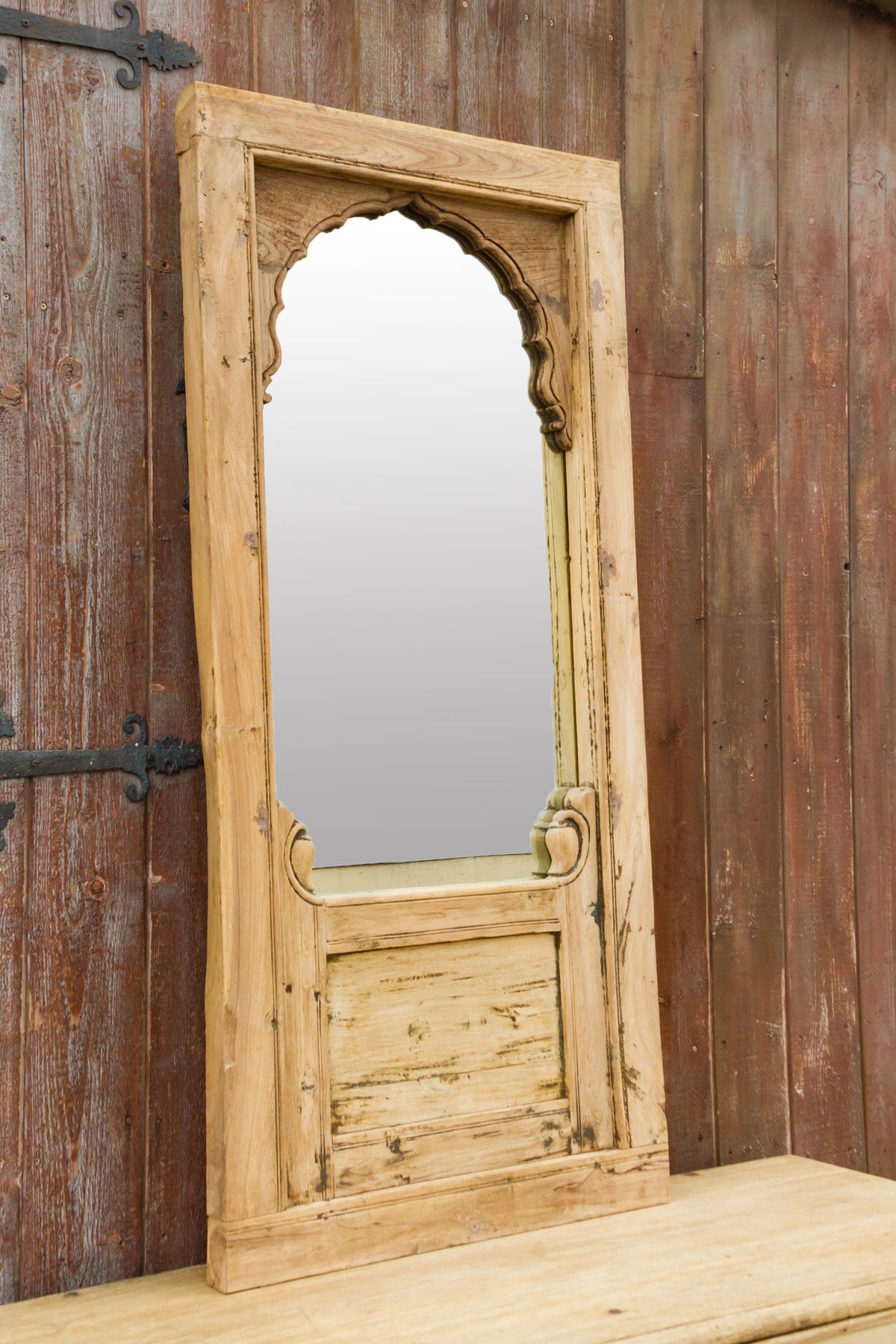 19th Century Bleached Mandwa Arch Mirror