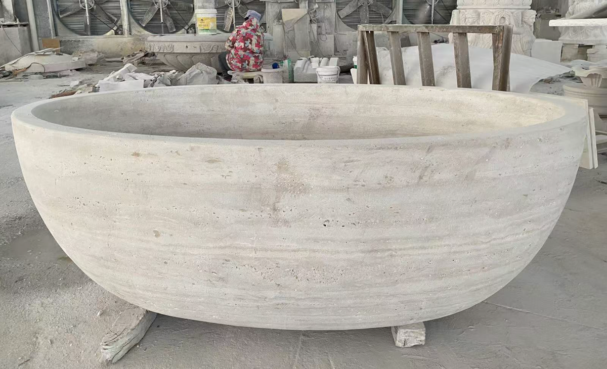 Sandblasted Travertine Bathtub