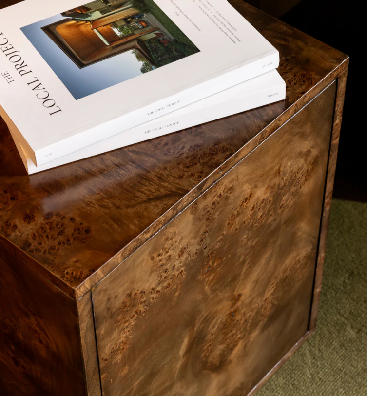Vernier Linear Side Table - Tabac Burl