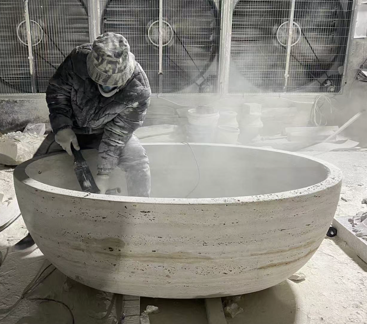 Sandblasted Travertine Bathtub