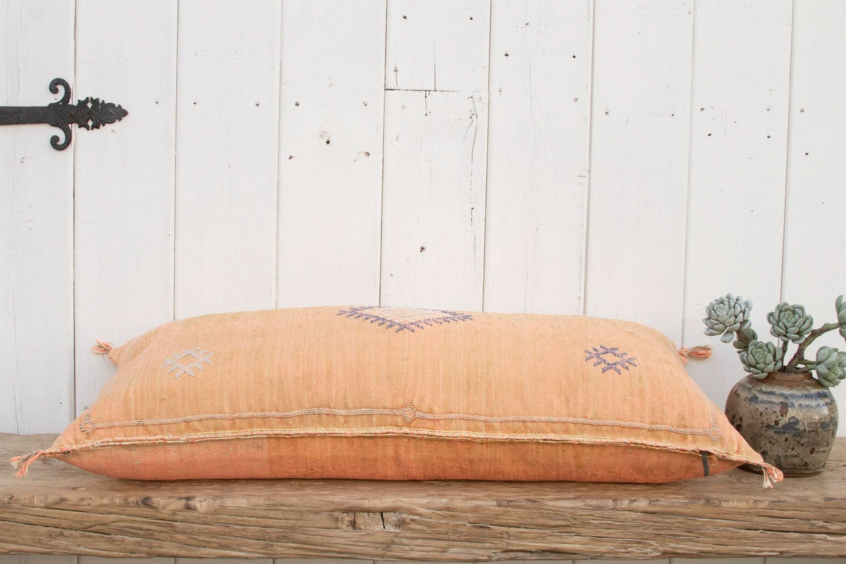 Amber Long Lumbar Moroccan Silk Rug Pillow - Cultheir