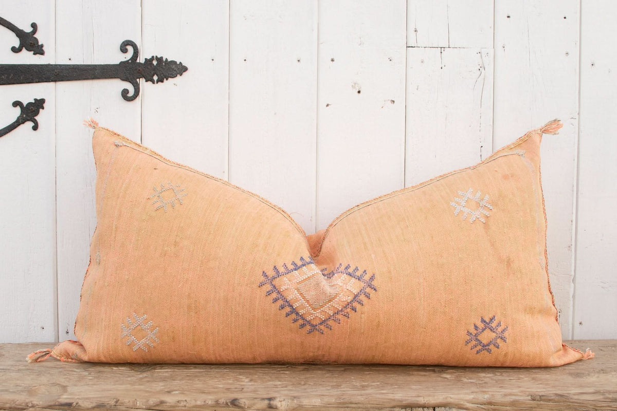 Amber Long Lumbar Moroccan Silk Rug Pillow - Cultheir