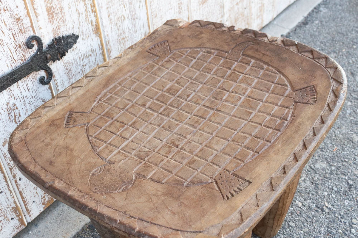 Antique Tribal Turtle Carved Senufo Table - Cultheir