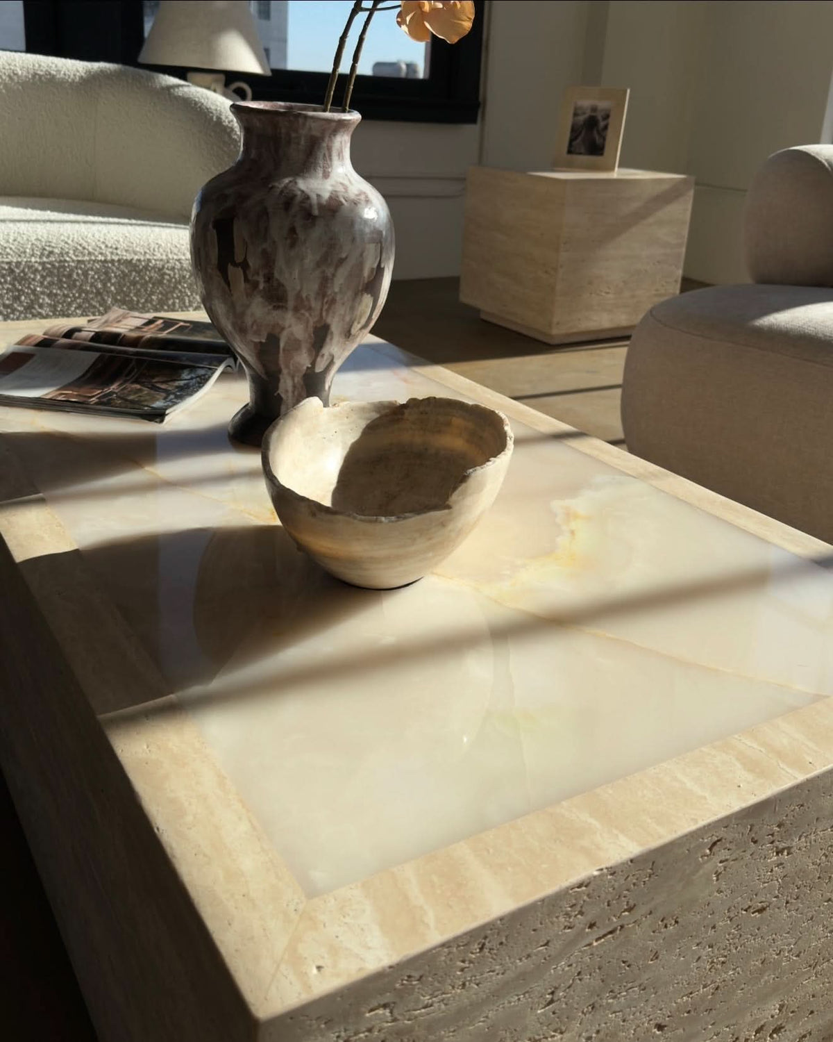 Palermo Travertine &amp; Onyx Coffee Table