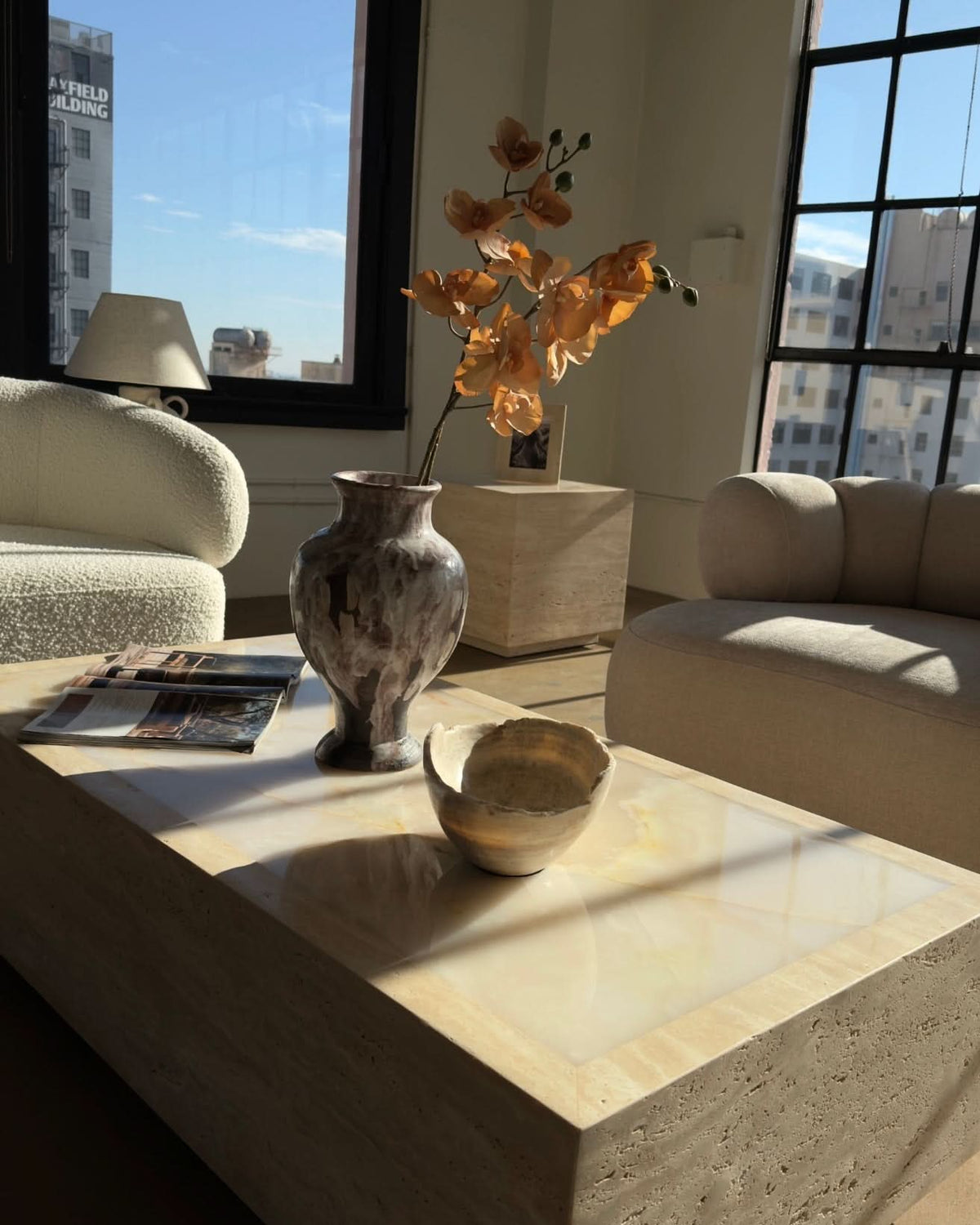 Palermo Travertine &amp; Onyx Coffee Table