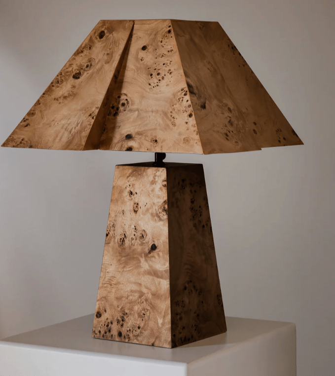 Bohan Table Lamp - Stainless Steel & Burlwood - Cultheir