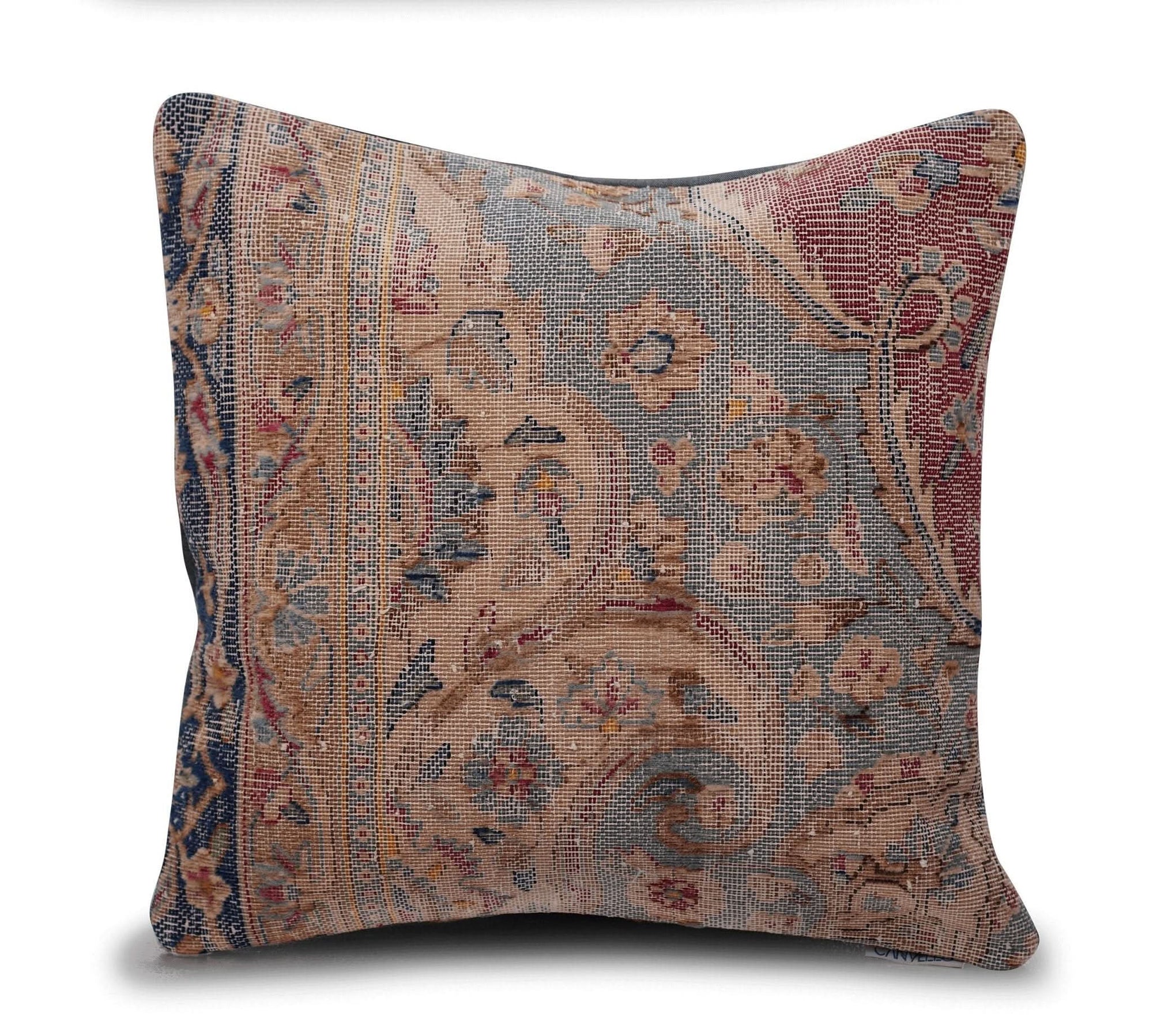 Canvello Antique Handmade Kerman Rug Pillow - 18"x18" - Cultheir