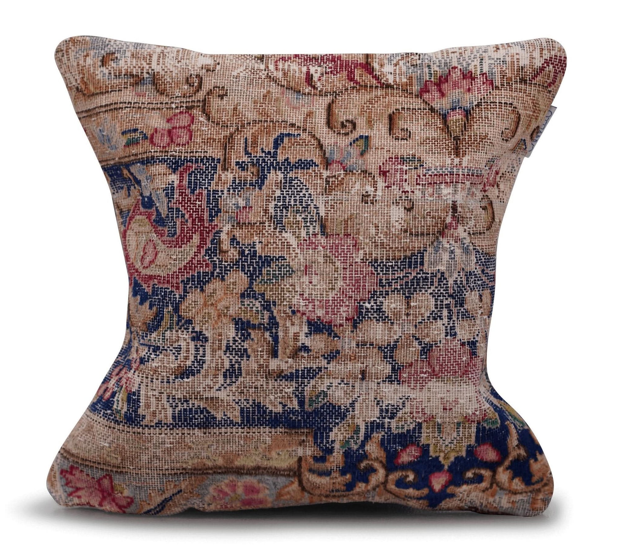 Canvello Antique Handmade Kerman Rug Pillows - 18"x18" - Cultheir