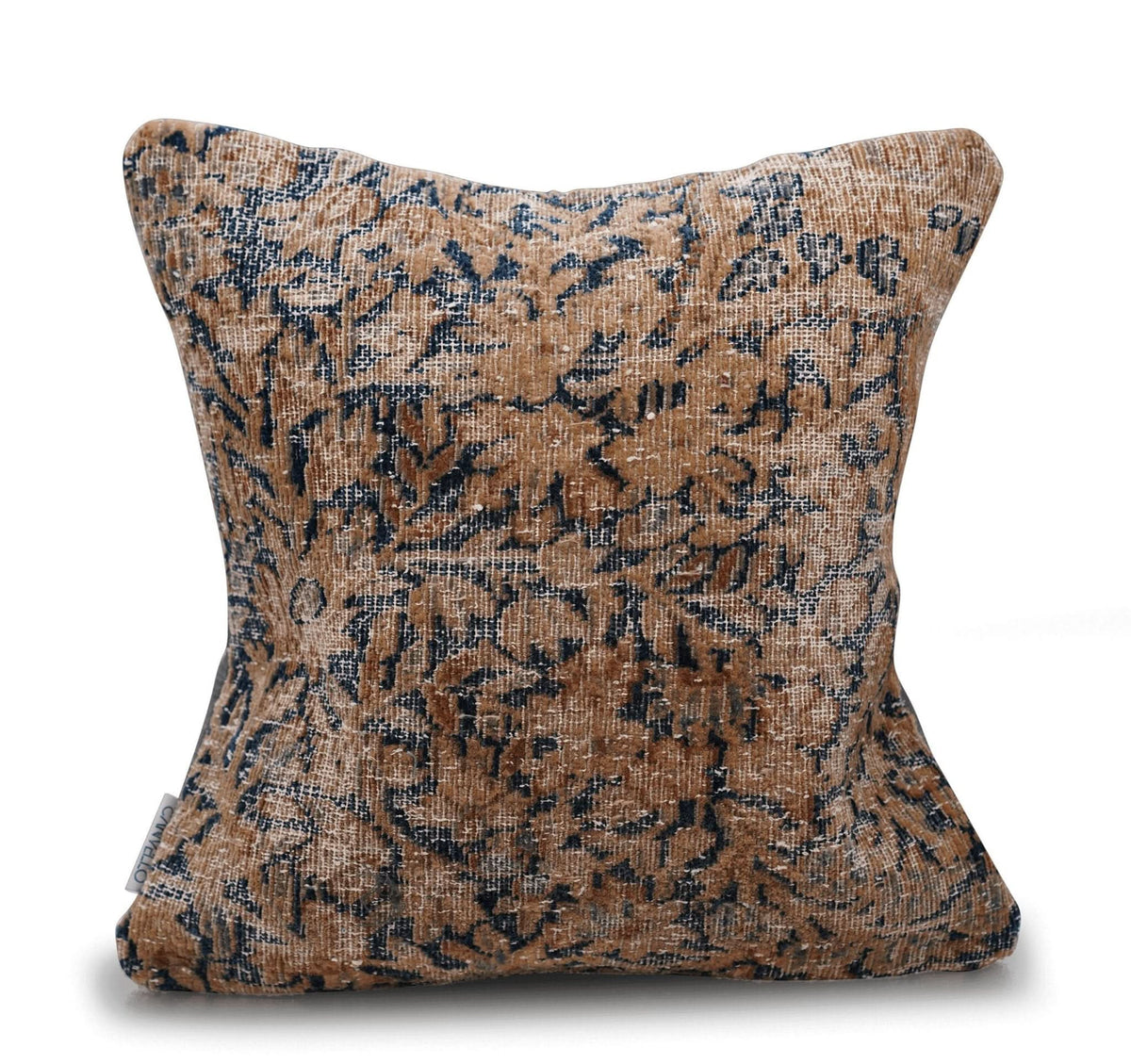 Canvello Antique Kerman Rug Dark Brown Pillow - 18&quot;x18&quot; - Cultheir