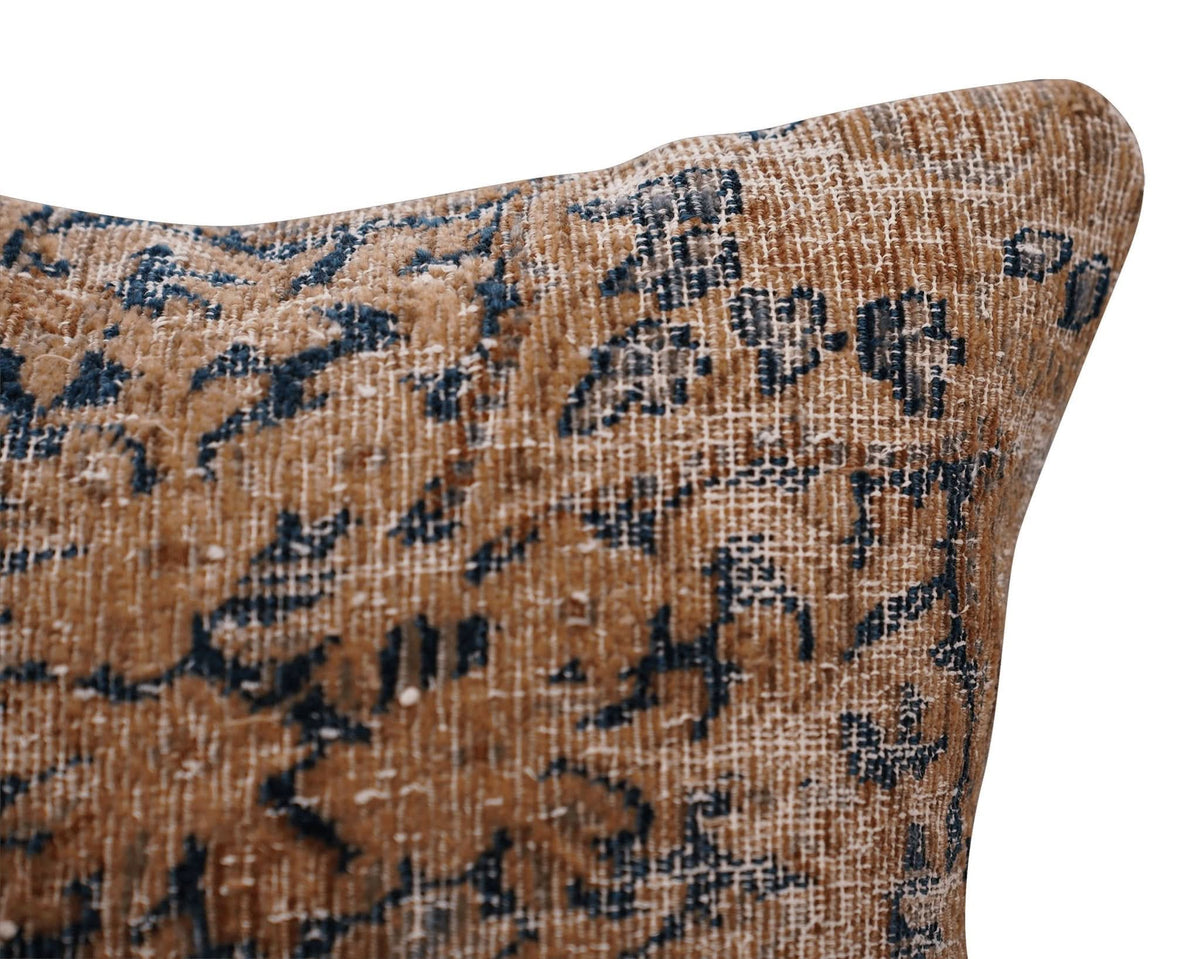 Canvello Antique Kerman Rug Dark Brown Pillow - 18&quot;x18&quot; - Cultheir