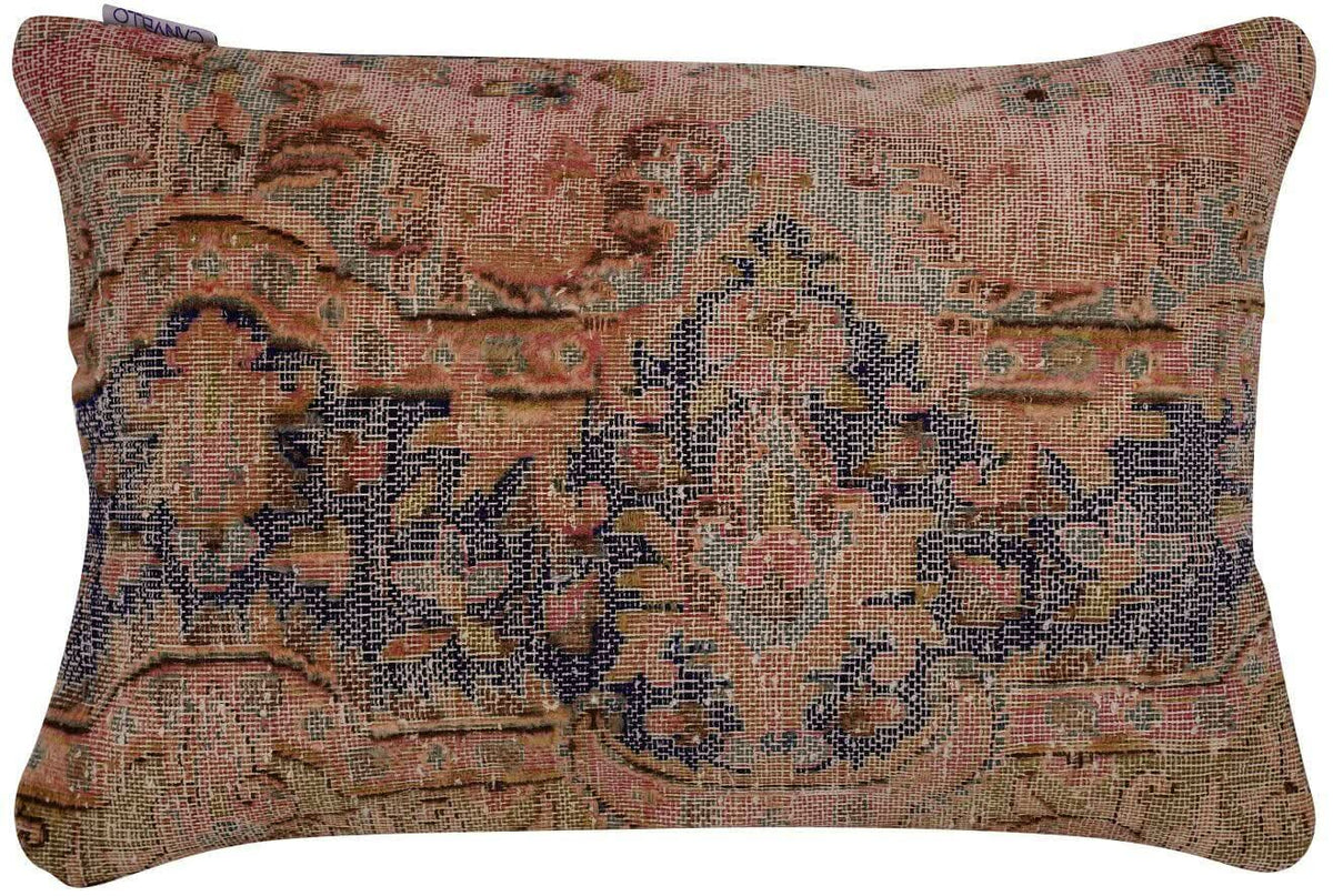 Canvello Antique Rug Navy Blue Throw Pillow - 16&quot;x24&quot; - Cultheir