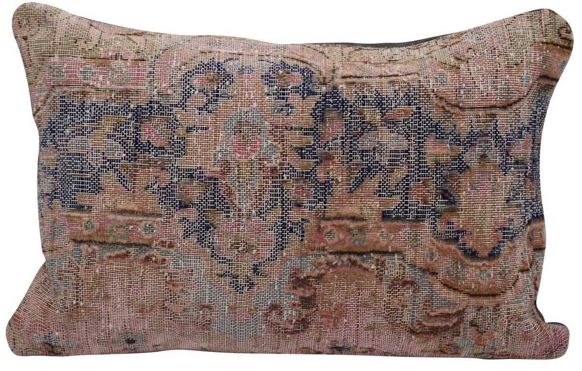 Canvello Antique Rug Navy Blue Throw Pillow - 16&quot;x24&quot; - Cultheir