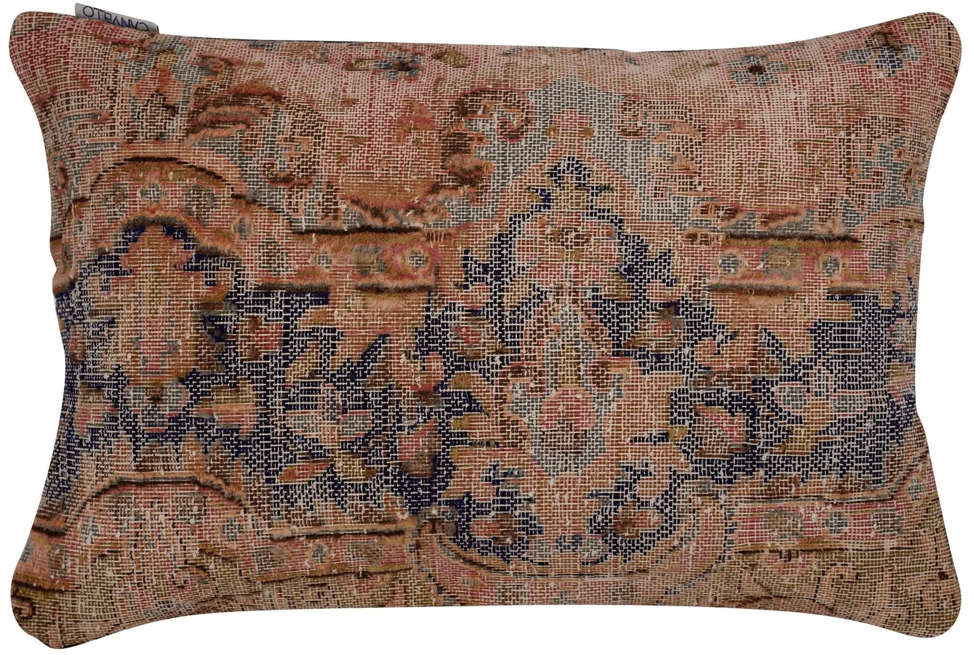 Canvello Antique Rug Navy Blue Throw Pillow - 16"x24" - Cultheir