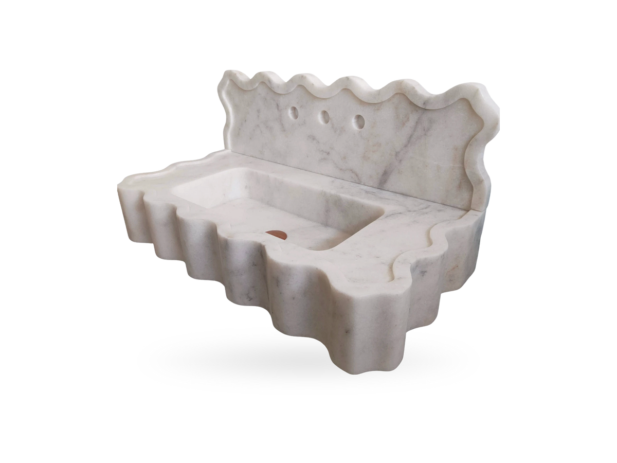 Carrara Marble Sink, front view