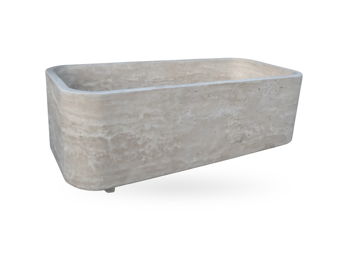 The Henry Travertine Bathtub, honed travertine