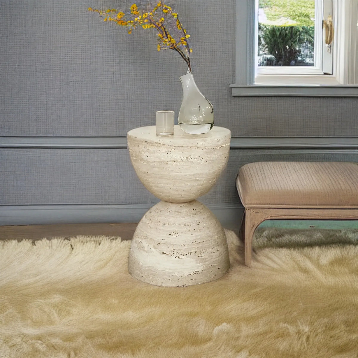 Travertine side table - Sabbia