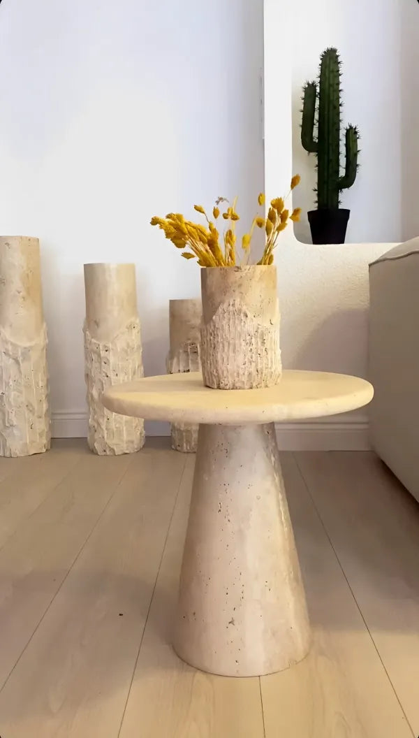 Travertine side table - Luna