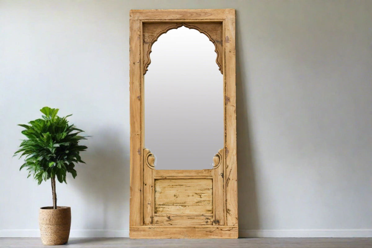 19th Century Bleached Mandwa Arch Mirror