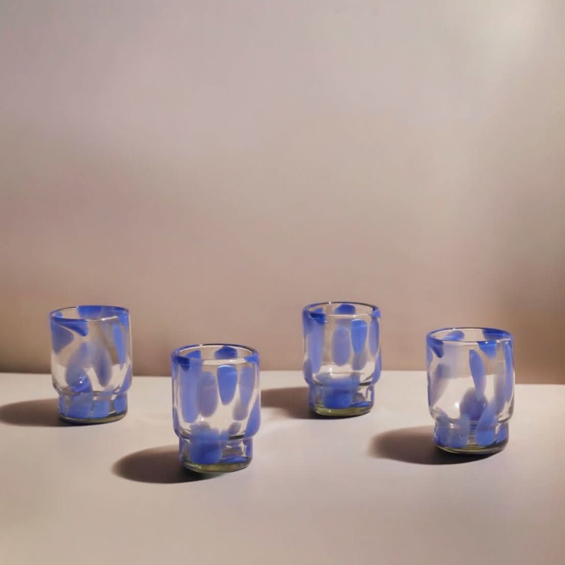 Marta Stackable Glass Blue &amp; Clear (Set of 4) - Cultheir