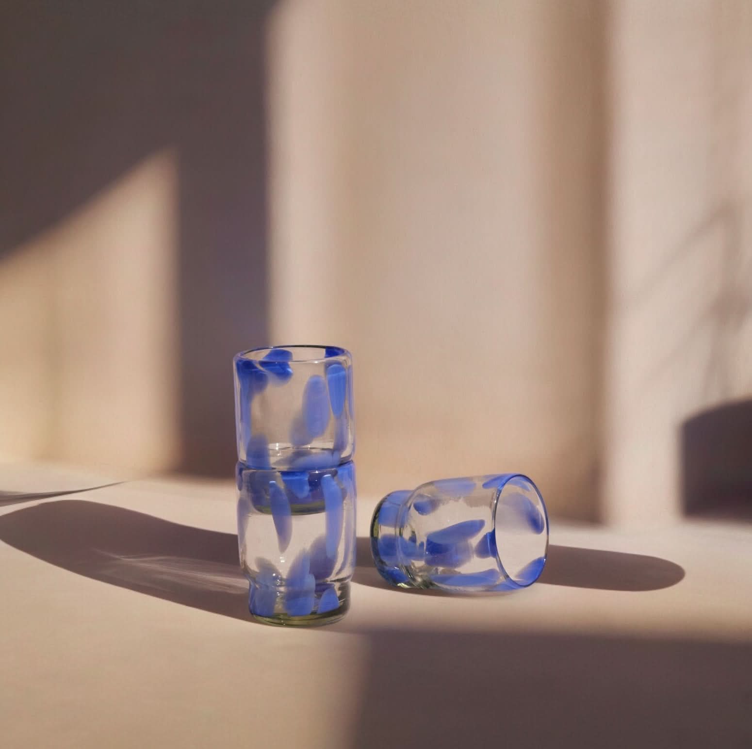 Marta Stackable Glass Blue & Clear (Set of 4) - Cultheir