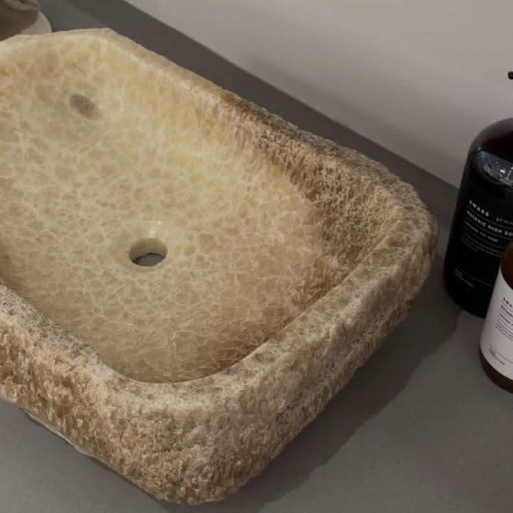 Monolith Onyx Stone Sinks - detail view showing craftsmanship