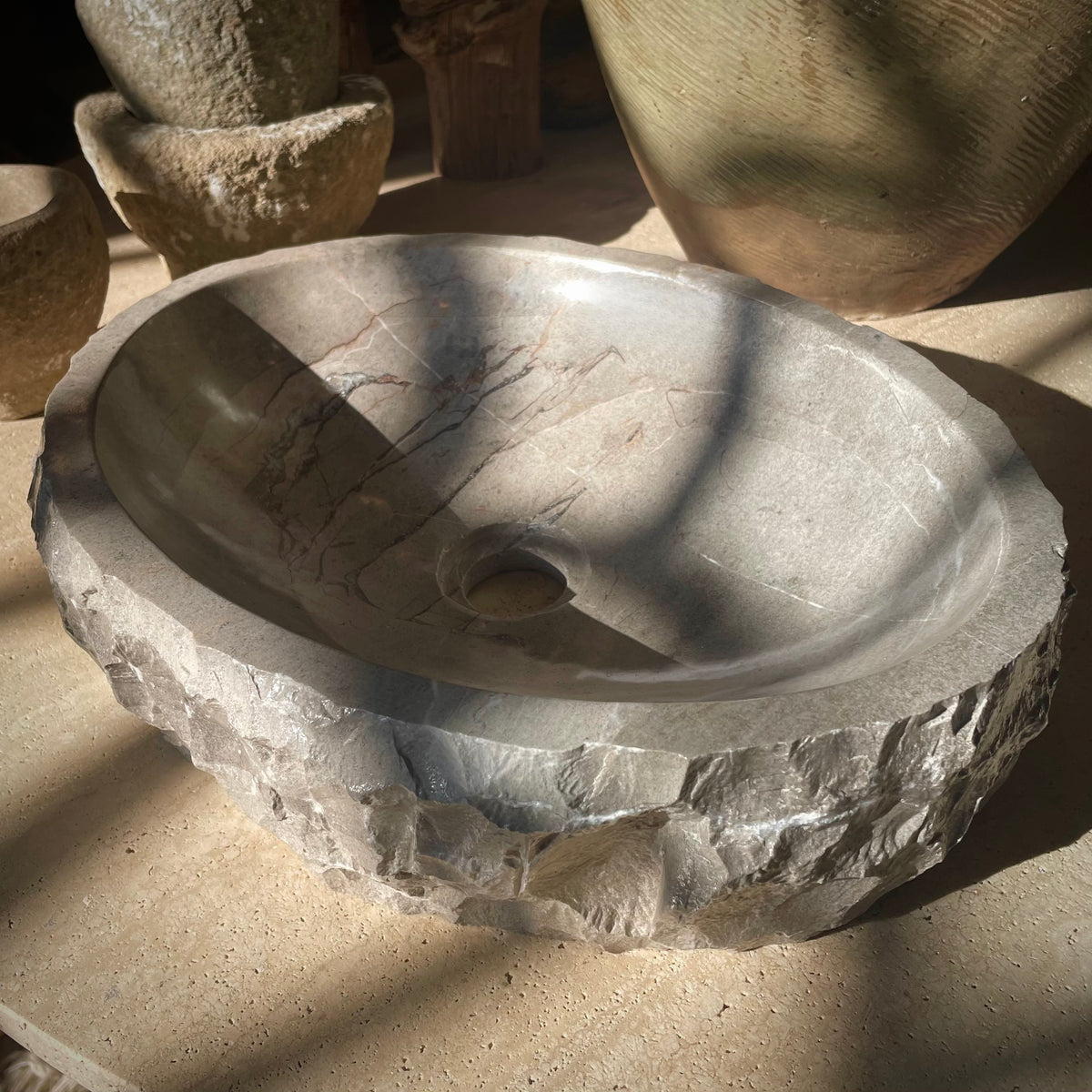 Oval Monolith Onyx Stone Sink - Grey - Cultheir 